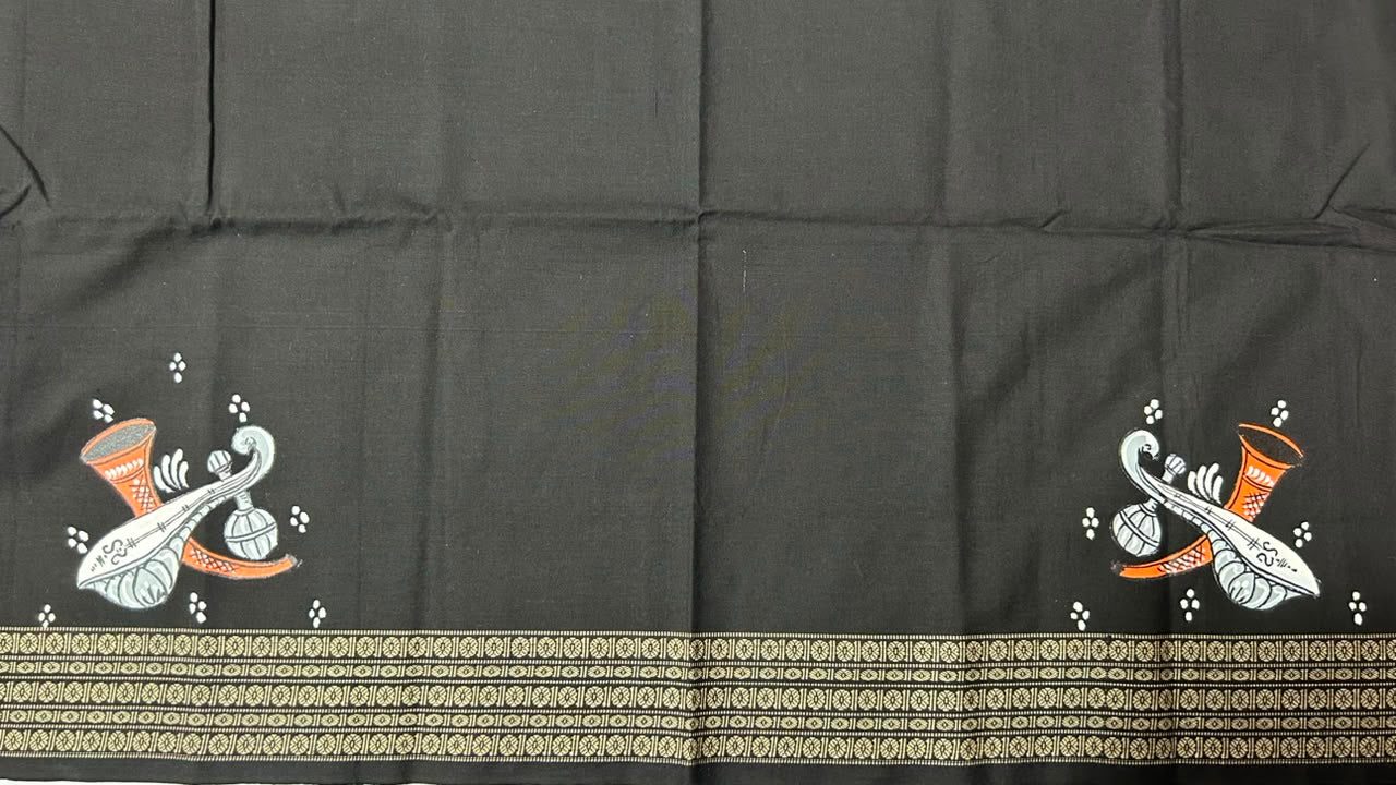 Odisha Handloom Sambalpuri Cotton Fabric Patachitra Painting Work Blouse Piece