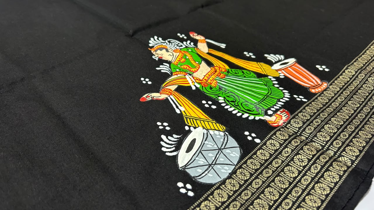 Odisha Handloom Sambalpuri Cotton Fabric Patachitra Painting Work Blouse Piece
